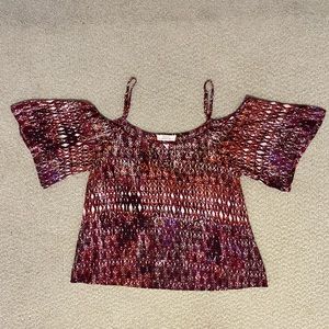 Sun & Shadow off-the-shoulder spaghetti strap and short sleeved top Size: XS